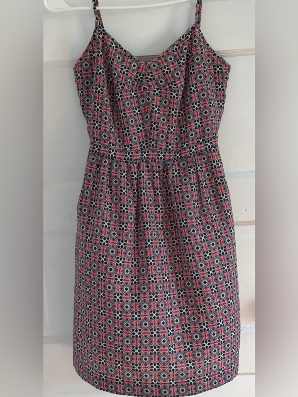 J. Crew Geometric Print Dress with Pockets Pink and Black
